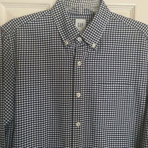 Men's GAP Navy Checkered Button Down Shirt